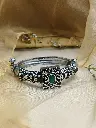 Emerald Stone Square Shape Oxidized Bangle - Single