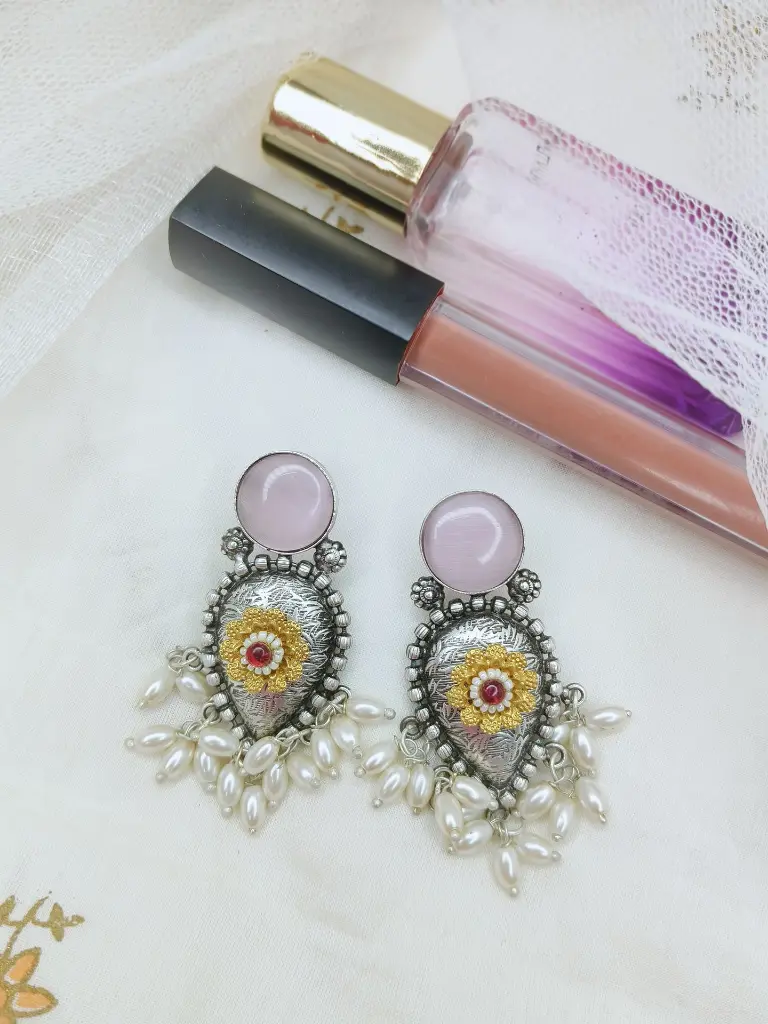 Beautiful Oxidized Earrings With Pearls