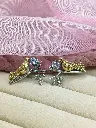 Golden Bird’s Chirping Stud Earrings - White