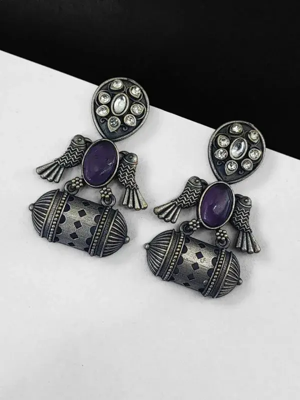 Handcrafted Antique Silver Bird Jhumkis | Best Traditional Dangler Earrings