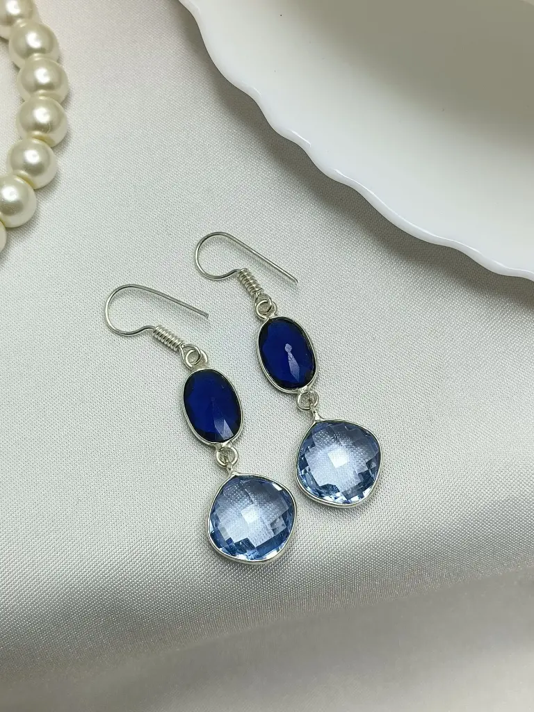 Drizzling Blue Natural Sapphire Earrings