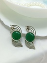Natural green onyx Silver Earrings