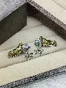 Golden Bird’s Chirping Stud Earrings - White