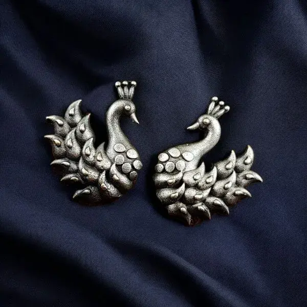 Oxidized Bird Stud Earrings | Antique Silver Look alike Best Sparrow Studs For Girls