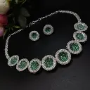 American Diamond Necklace with Green CZ Stone Choker Set
