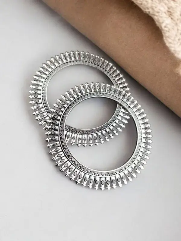 Affordable Oxidized Bangles | Unique Silver Plated Bangle Pair