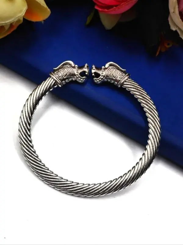 Amazing Oxidised Dragon Design Bangle – German Silver Kada