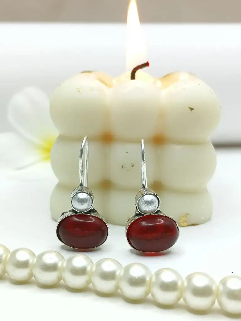 Magical Pearl with Vibrant Red Earrings