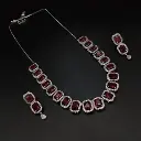 Regal princess-cut American diamond necklace set