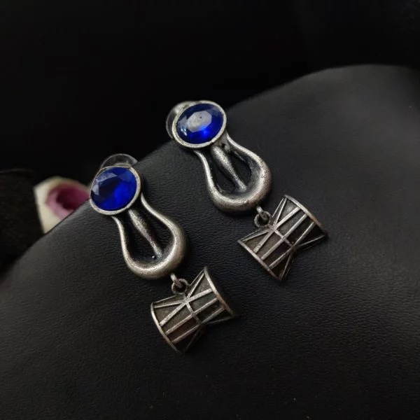 Antique Silver Look Like Trishul Stone Stud Earrings – Perfect DailyWear Earrings
