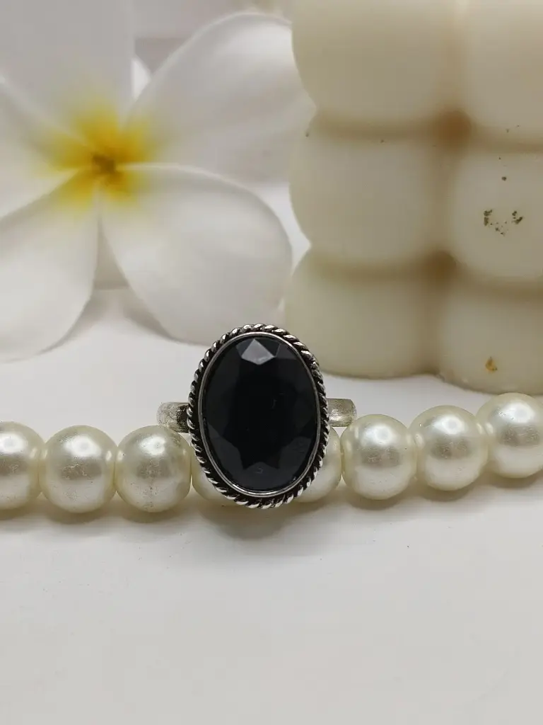 Deep Secret Natural Black Onyx Ring
