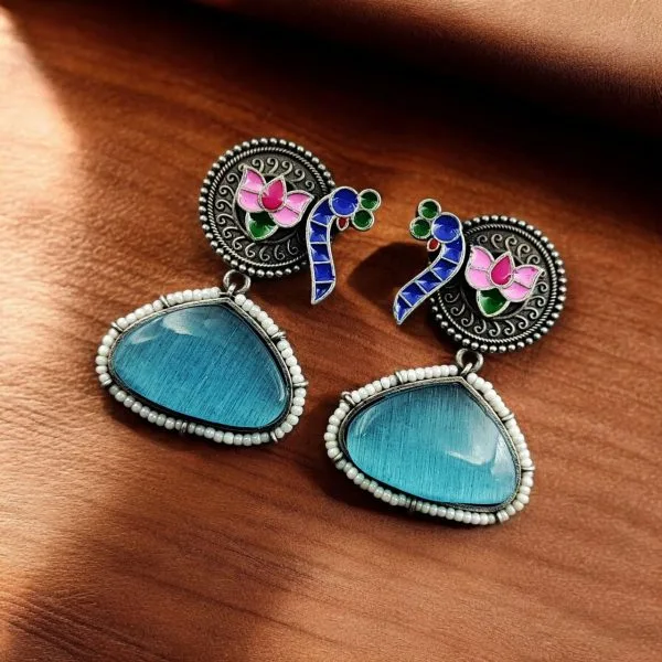 Handpainted Peacock Earrings