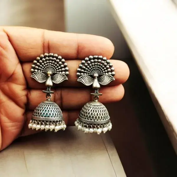 Vintage Peacock Jhumka Earrings
