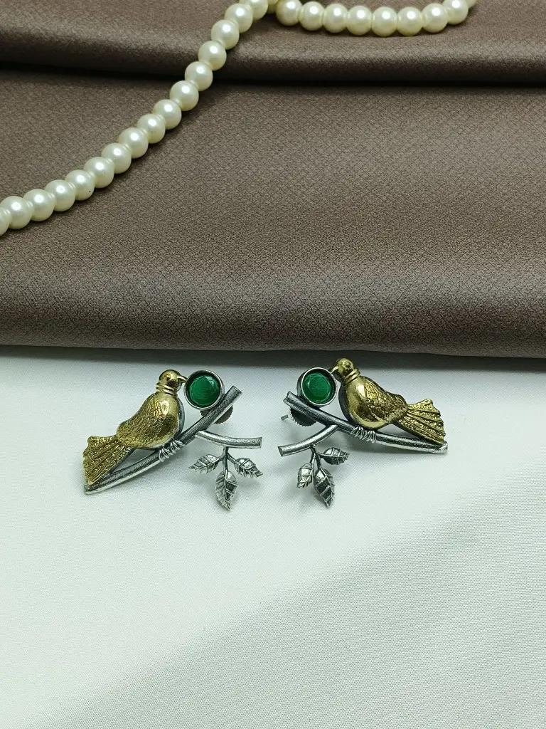 Golden Bird’s Chirping Stud Earrings