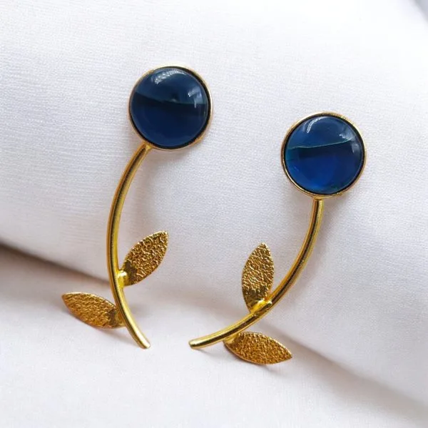 Gold-Plated Flower Contemporary Earrings