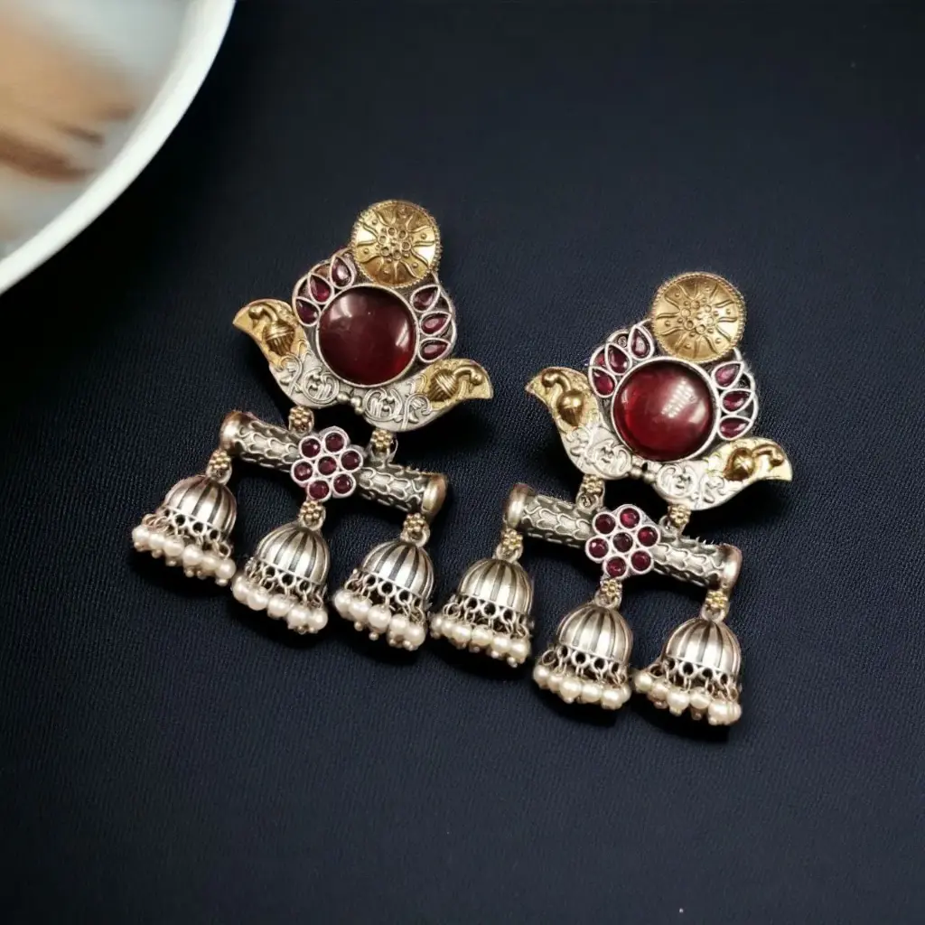 Dual Tone Indian Jhumka Earrings