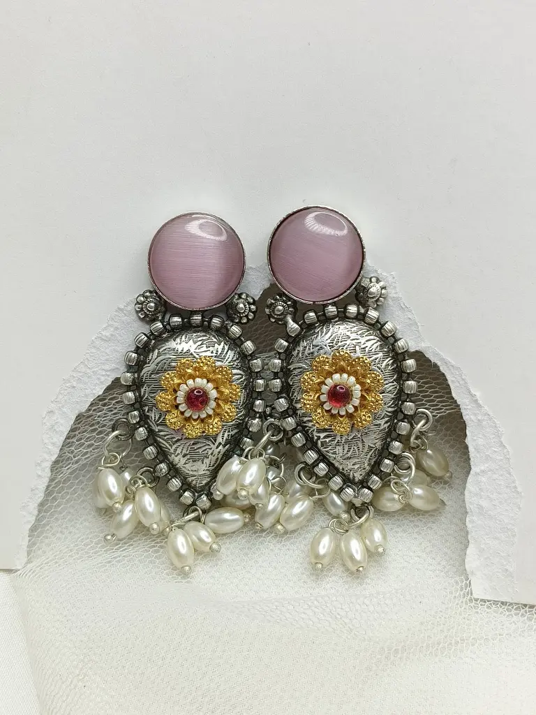 Beautiful Oxidized Earrings With Pearls