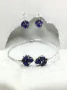 Silver Cuff Bangle Earring Set - Blue