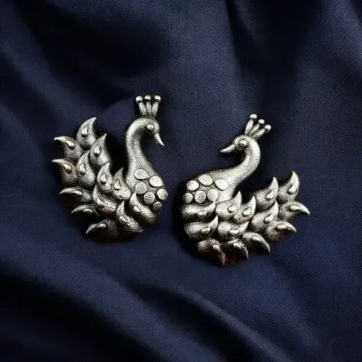 Oxidized Bird Stud Earrings | Antique Silver Look alike Best Sparrow Studs For Girls