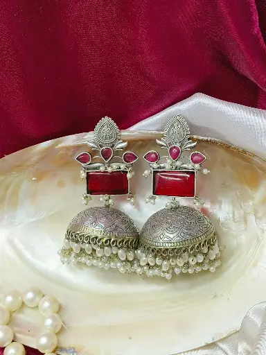 Silver Jhumka Earrings