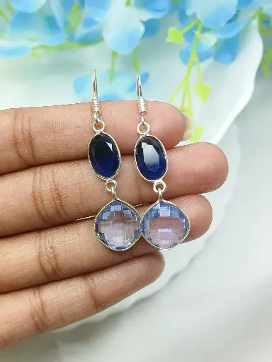 Drizzling Blue Natural Sapphire Earrings