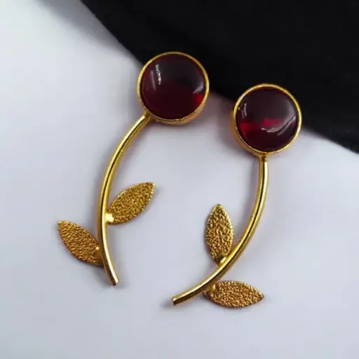 Gold-Plated Flower Contemporary Earrings