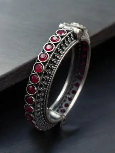 Antique Silver Replica Bracelet | Unique Silver Look Kada Bangle