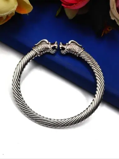 Amazing Oxidised Dragon Design Bangle – German Silver Kada