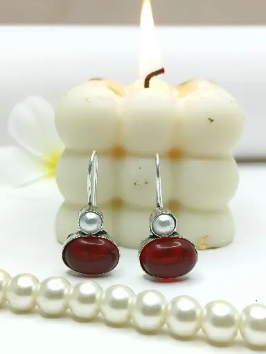 Magical Pearl with Vibrant Red Earrings