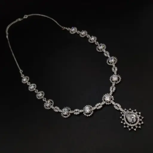 Elegant Statement Necklace Set with American Diamonds