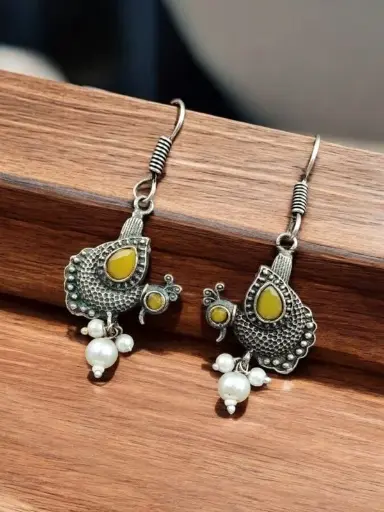 Silver Replica Peacock Hook Earrings