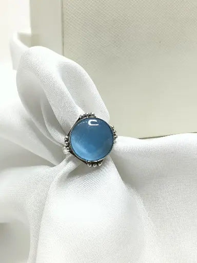 Wave of the Ocean Natural Blue chalcedony Ring