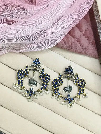 Rustic Cow & Peacock Serenade Earrings
