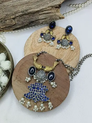 Fish Work Necklace - Blue