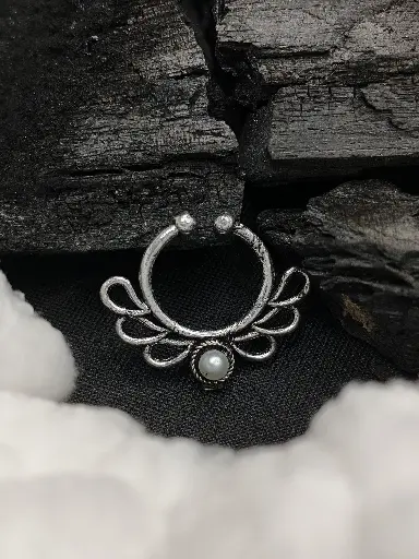 Whispering Pearl Ethnic Nose Pin